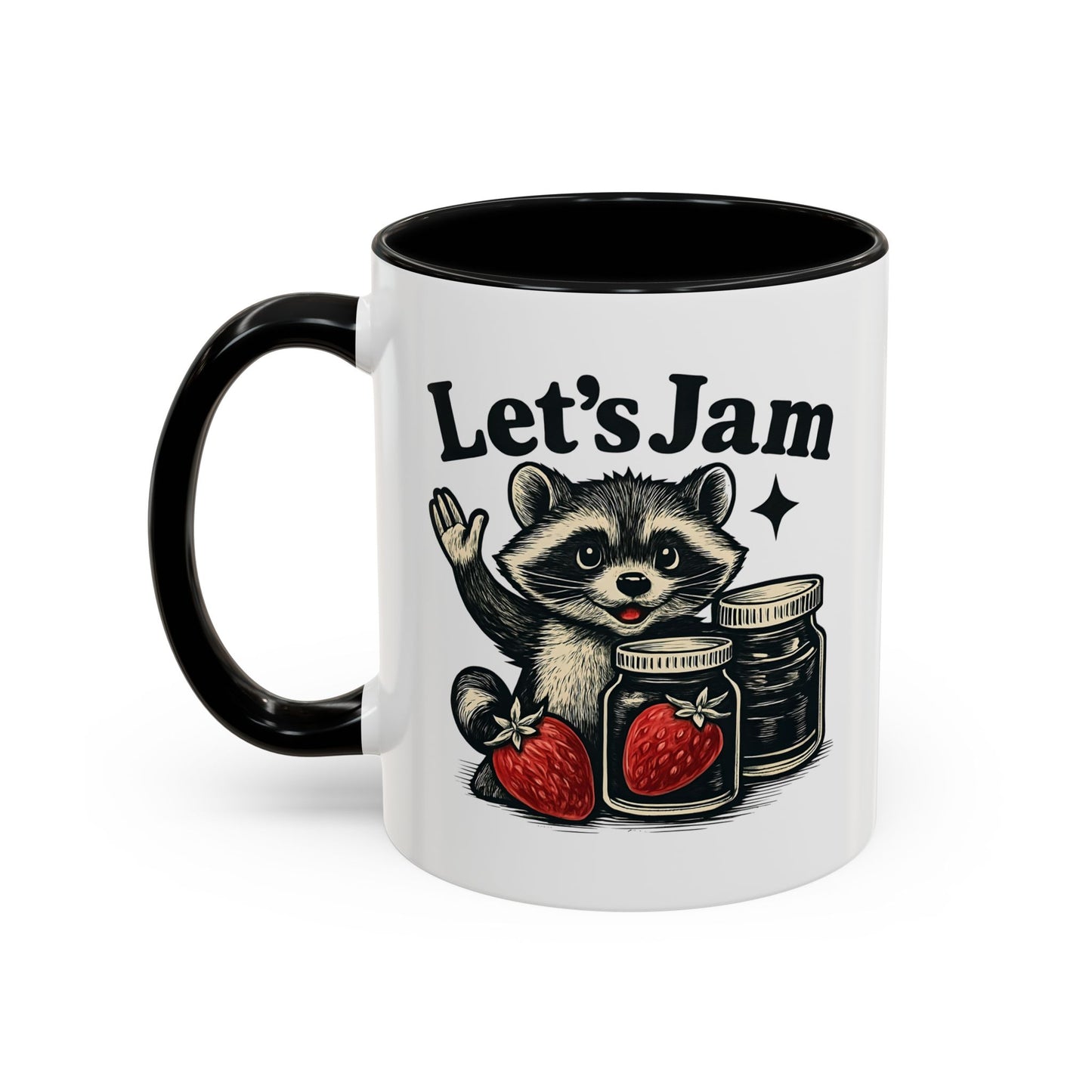 Let's Jam Raccoon Coffee Mug, Strawberry Mug, Cute Summer Mug, Raccoon Strawberry Mug, Funny Raccoon Mug, Trending Now
