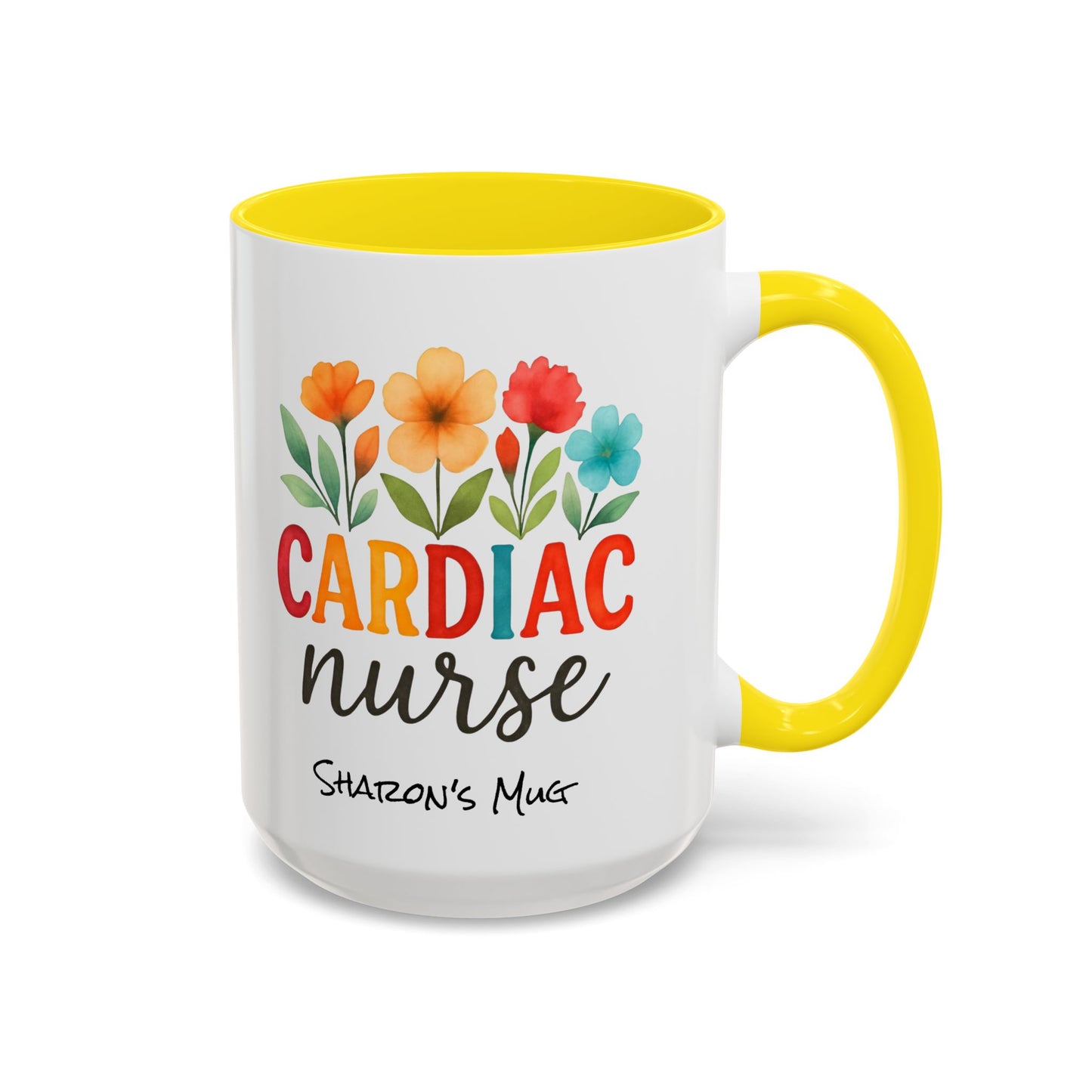 Cardiac Nurse Floral Watercolor Accent Coffee Mug, CVICU Nurse Mug, Cardiac Nurse Gifts, Cardiac ICU Nurse