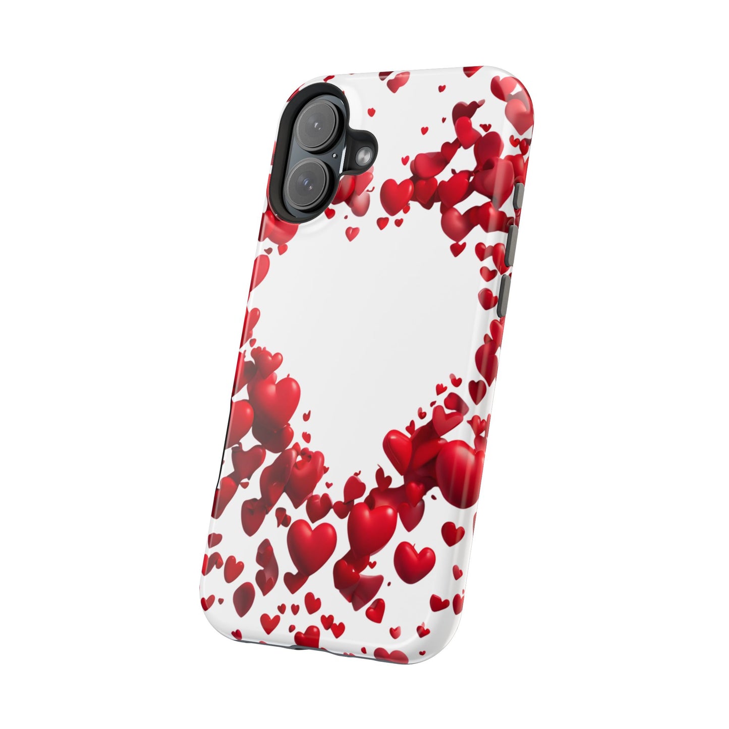 Heart-Shaped Heart Motif Magnetic Tough iPhone Case, Love Themed Phone Cover, Valentine's Day Gift,  Romantic Phone Case