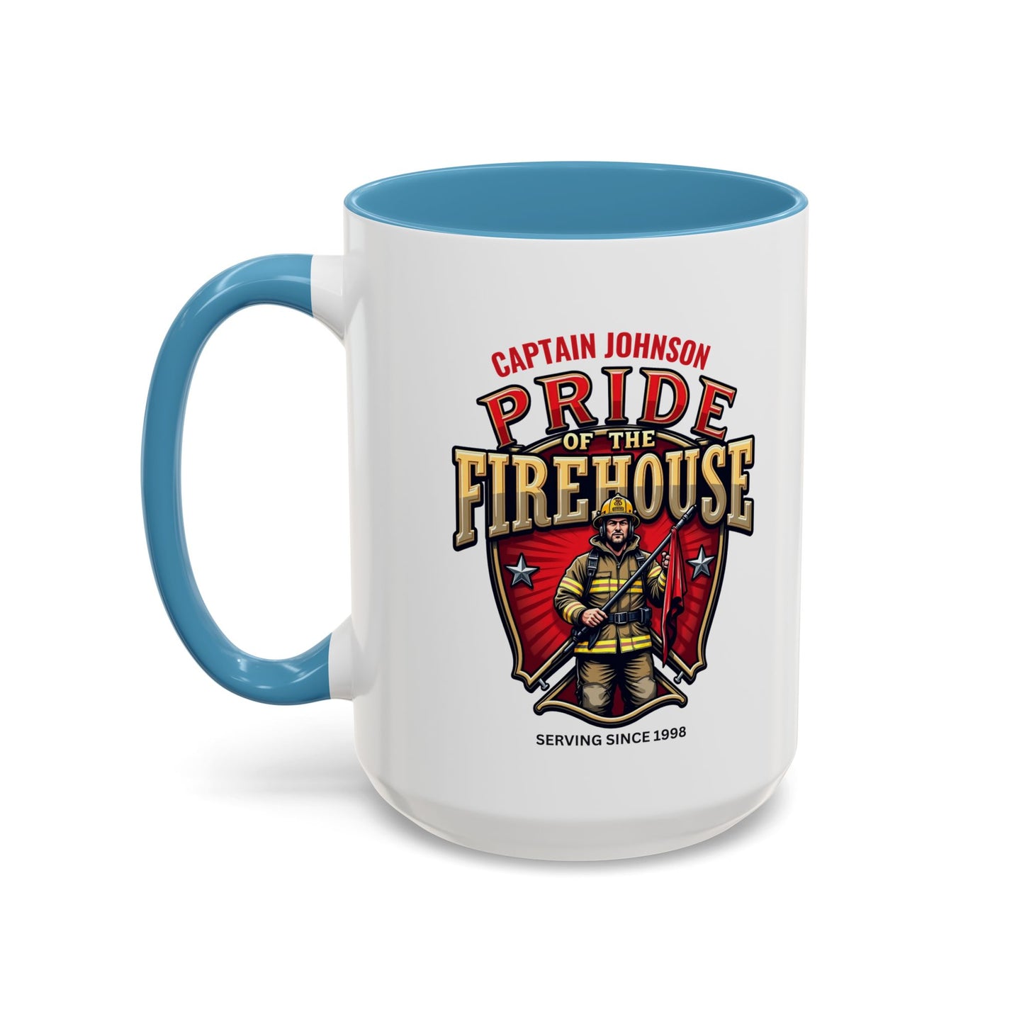 Personalized Pride of the Firehouse Shield Mug, Fire Department, Fire Fighter Gift, Firefighter Mug, Firefighter Dad Gift