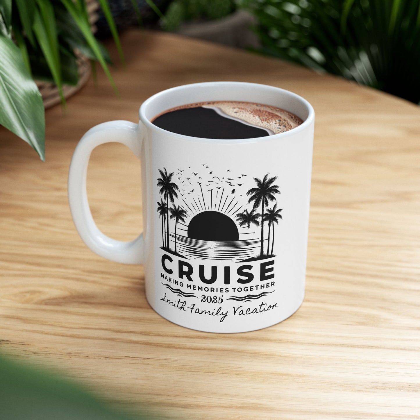 Personalized Tropical Cruise Mug, Ceramic Mug, Cruise Cup, Cruise Ship Cup, Travel Enthusiast Gift, Family Reunion Gift, Bachelorette Cruise