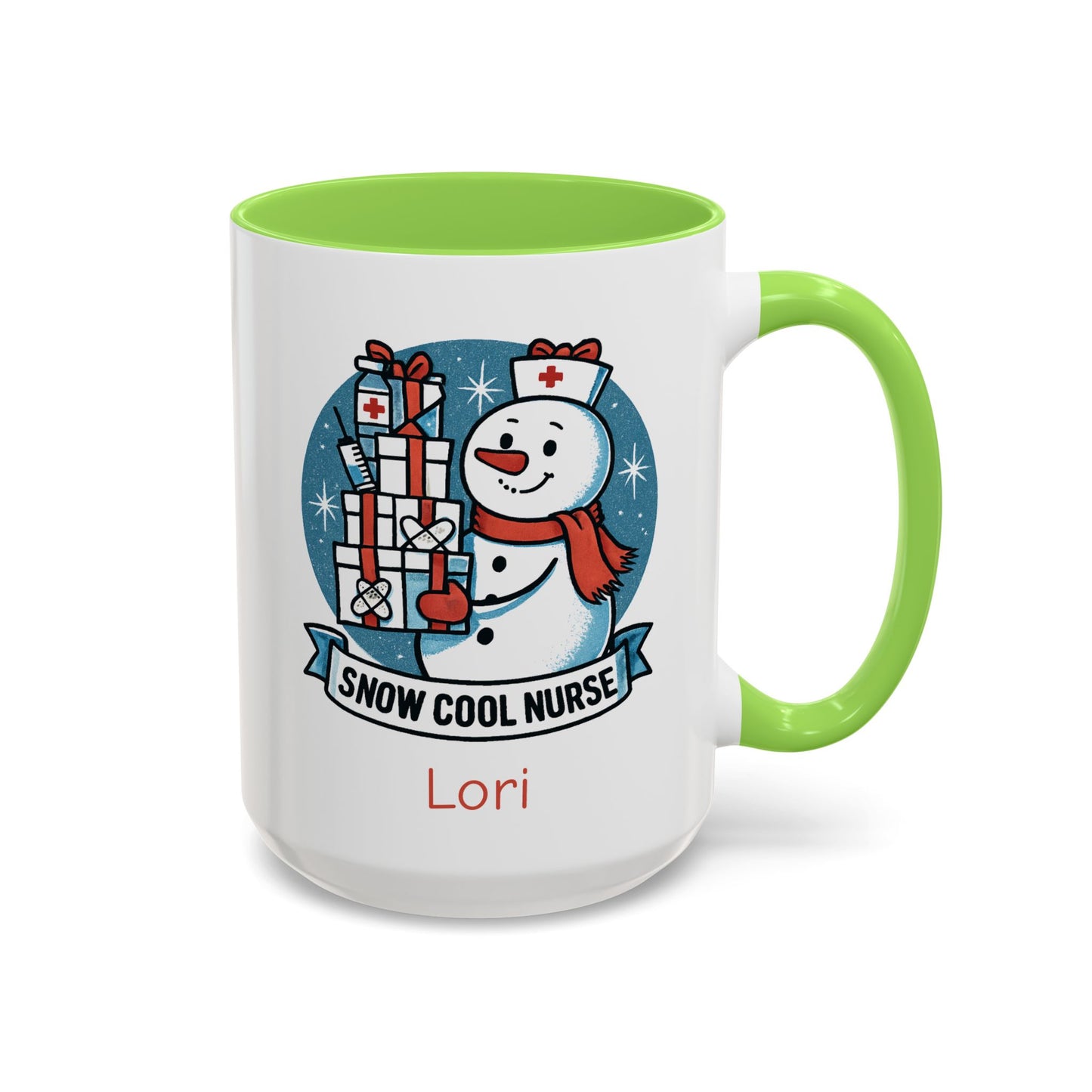 Personalized Snowman Nurse Mugs with festive designs and custom names, perfect holiday gift for nurses.
