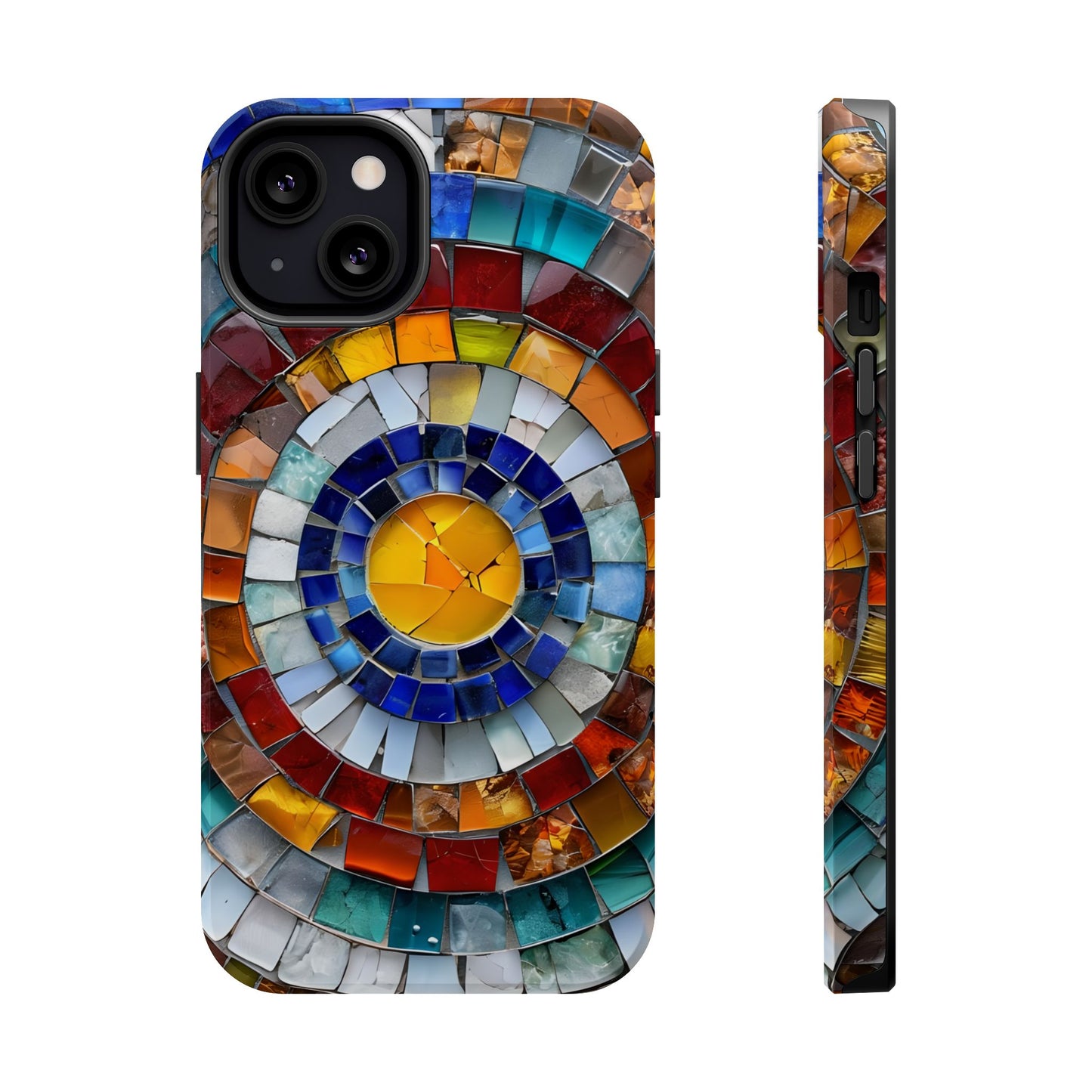 Magnetic Mosaic Phone Case, Trendy iPhone Case, Unique Design, Faux Stained Glass, Custom Phone Cover, Wireless Charging