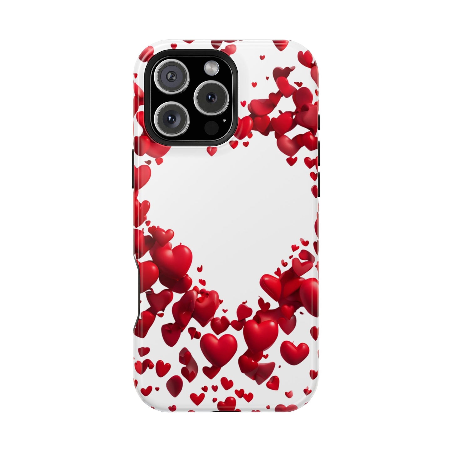 Heart-Shaped Heart Motif Magnetic Tough iPhone Case, Love Themed Phone Cover, Valentine's Day Gift,  Romantic Phone Case