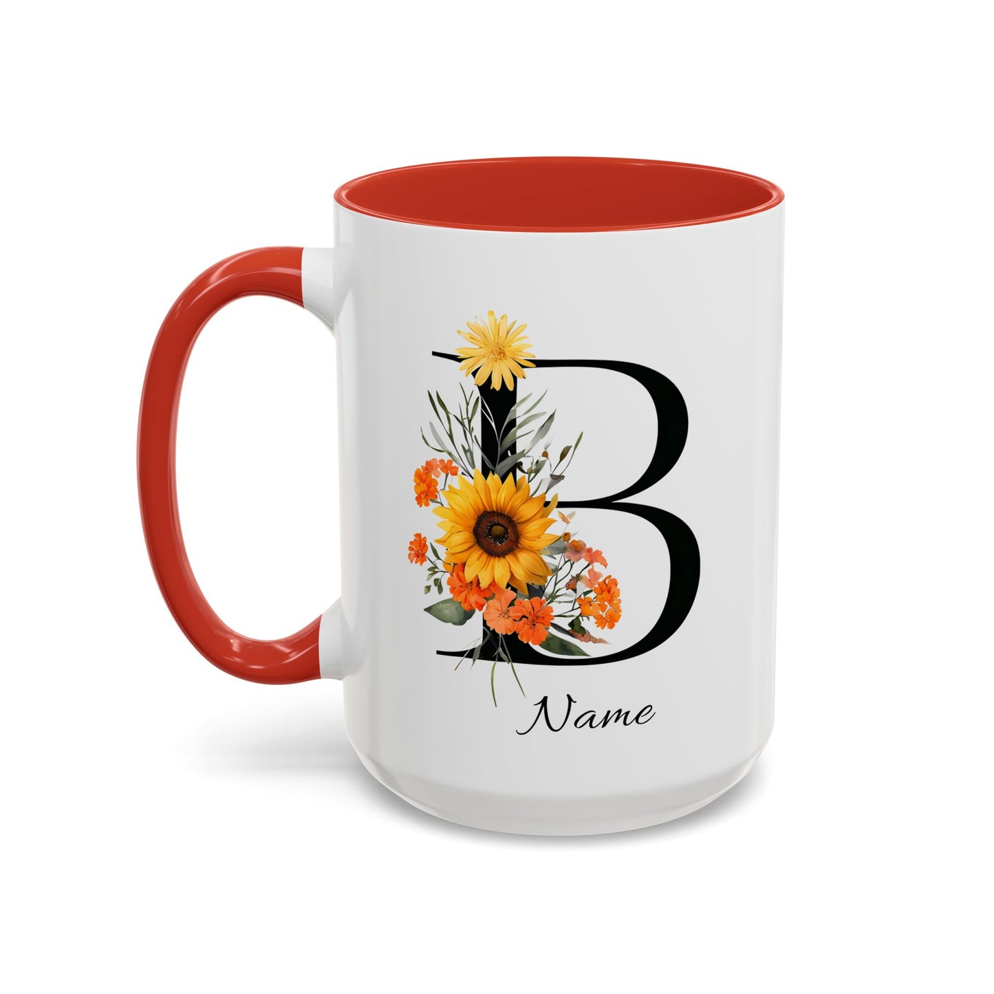 Personalized Floral Monogram - Letter B - Elegant Accent Coffee Mug – Personalized Mothers Day Gift