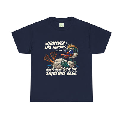 Funny Duck Quote T-Shirt, Unisex Heavy Cotton Tee, Quack Up Through Lifes Challenges