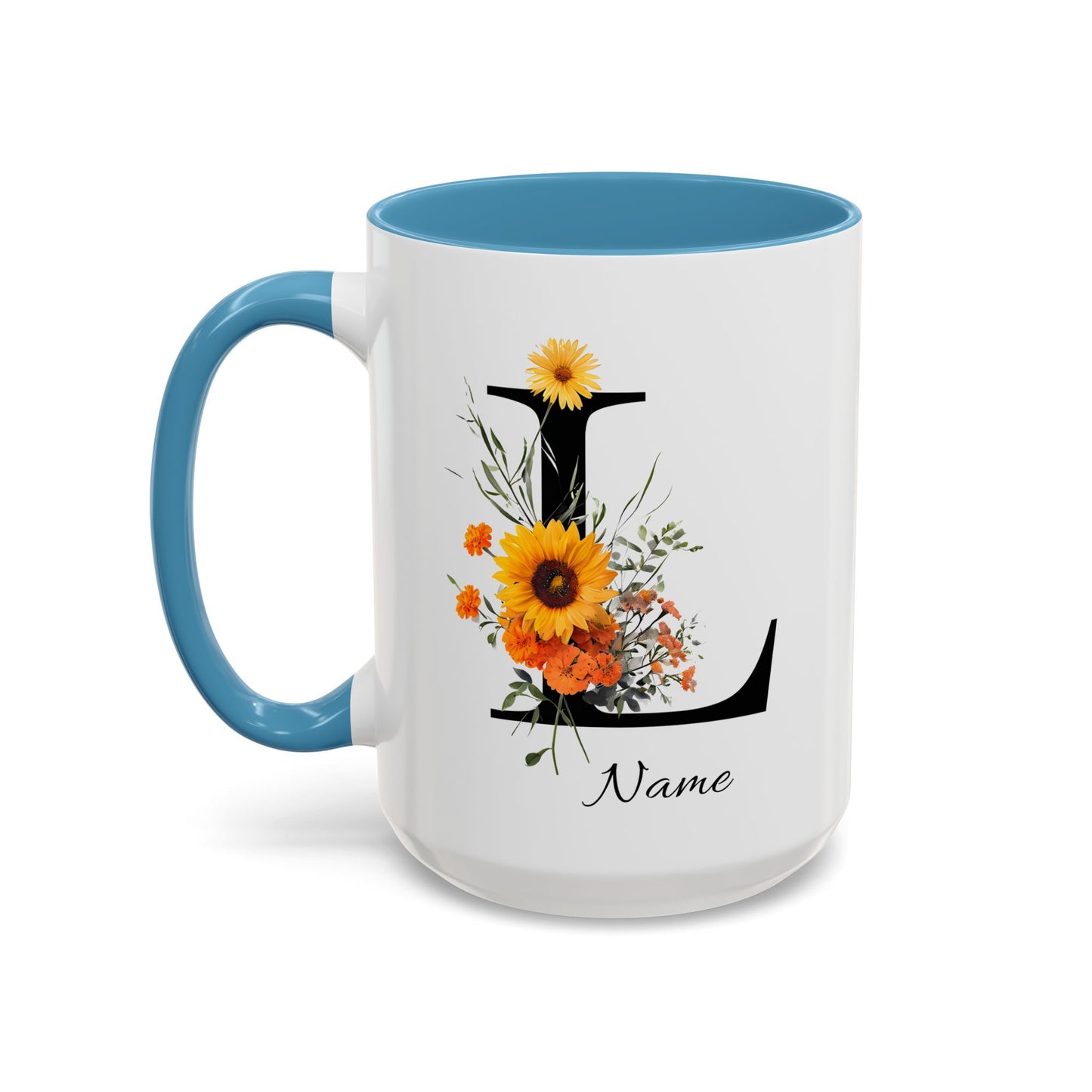 Personalized Floral Monogram - Letter L - Elegant Accent Coffee Mug – Personalized Mothers Day Gift