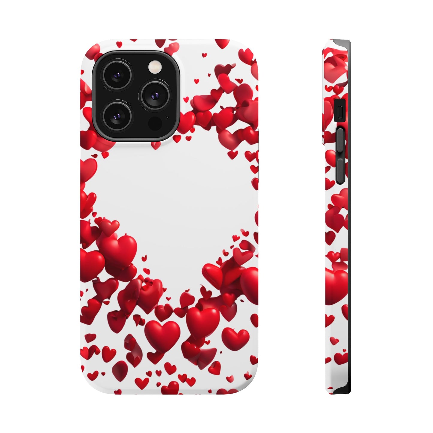 Heart-Shaped Heart Motif Magnetic Tough iPhone Case, Love Themed Phone Cover, Valentine's Day Gift,  Romantic Phone Case