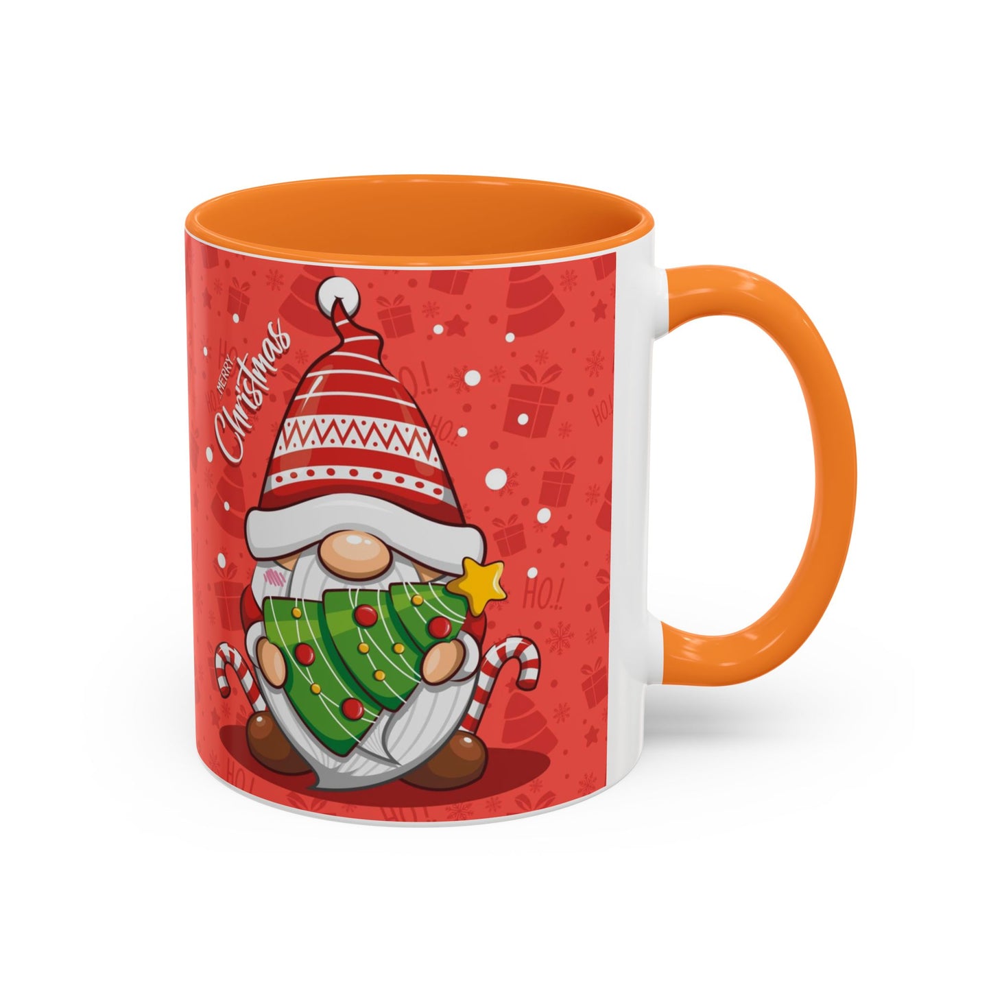 Christmas Tree Gnome, Red Christmas Gnome Mug with Tree and Candy Canes, Festive Holiday Coffee Cup, Cute Gnome Lover Gift, Winter Cocoa Mug, Christmas Kitchen Decor