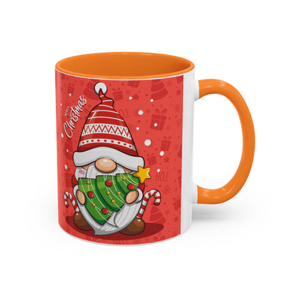 Christmas Tree Gnome, Red Christmas Gnome Mug with Tree and Candy Canes, Festive Holiday Coffee Cup, Cute Gnome Lover Gift, Winter Cocoa Mug, Christmas Kitchen Decor