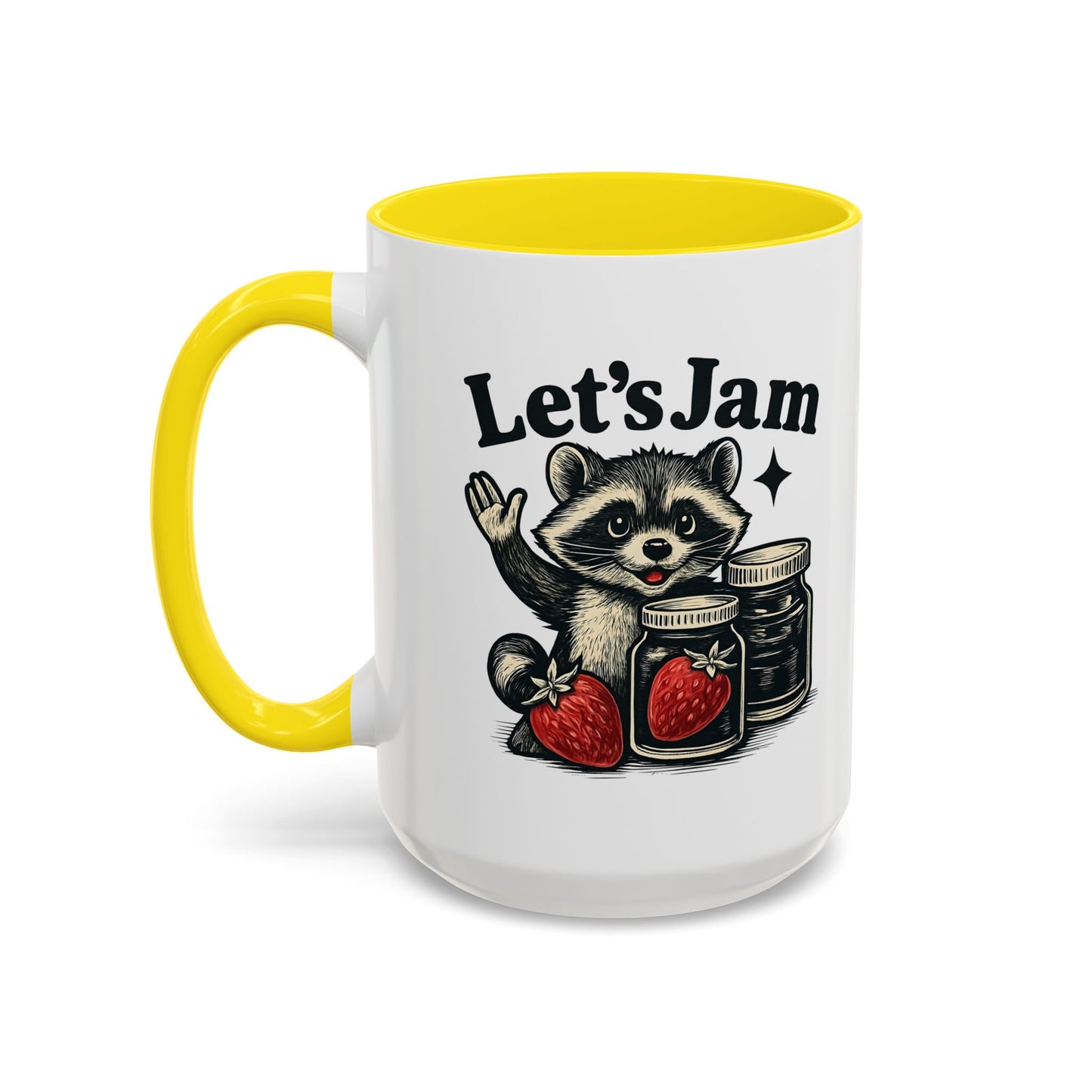 Let's Jam Raccoon Coffee Mug, Strawberry Mug, Cute Summer Mug, Raccoon Strawberry Mug, Funny Raccoon Mug, Trending Now