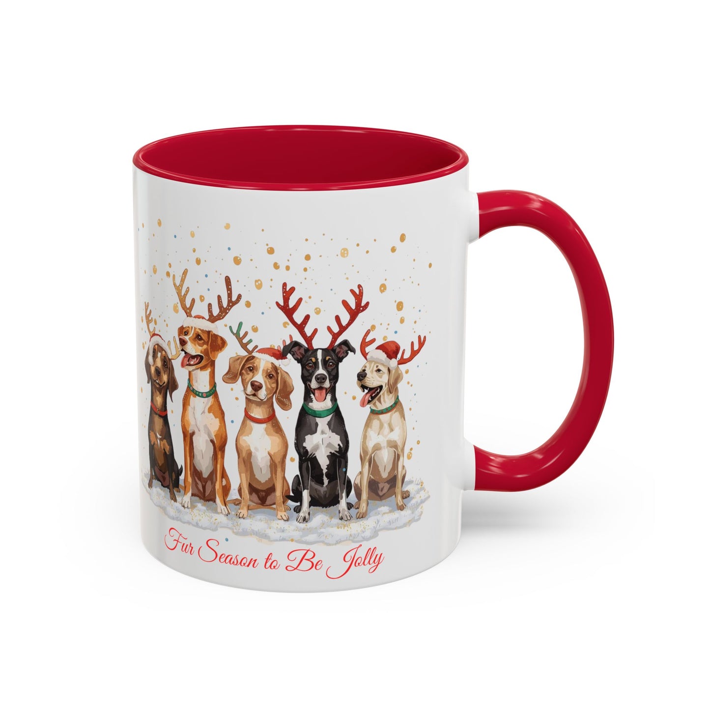 Colorful Holiday Mug with Festive Dogs, Dog Christmas Mug, Dog Mom Mug, Funny Christmas Dog, Merry Christmas