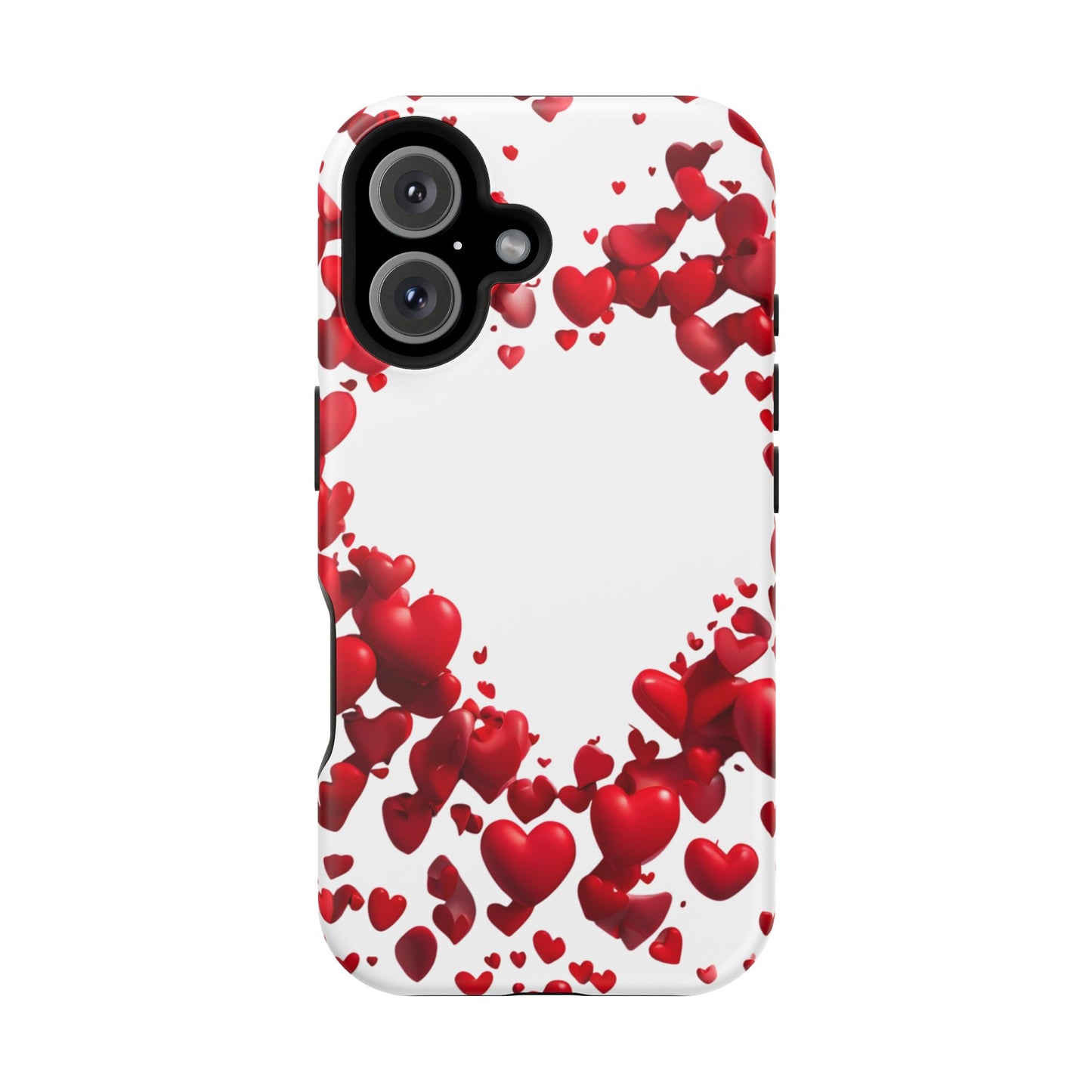 Heart-Shaped Heart Motif Magnetic Tough iPhone Case, Love Themed Phone Cover, Valentine's Day Gift,  Romantic Phone Case