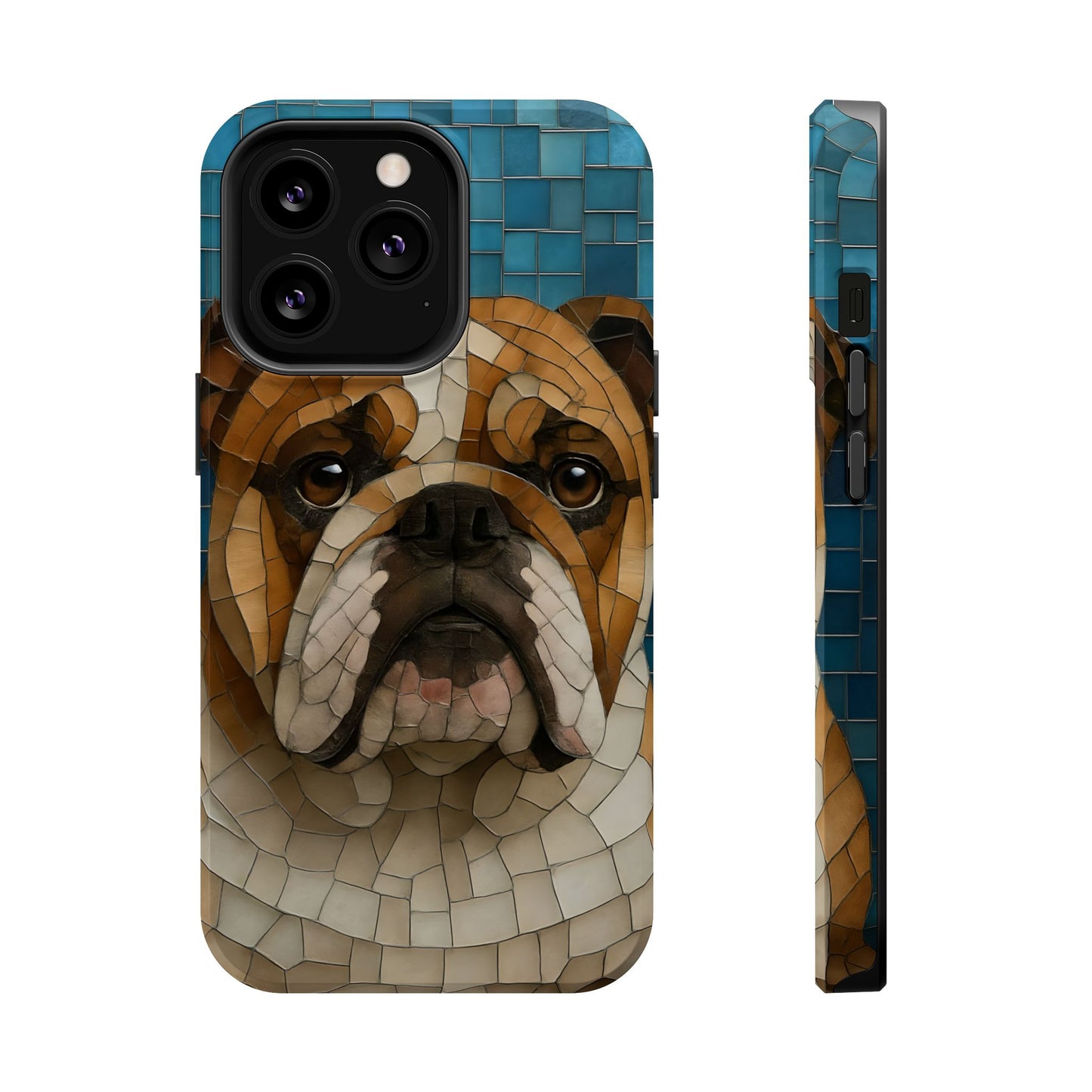 Bulldog Mosaic iPhone Charging Case - Pet Lover's Phone Cover, Dog-Inspired Gift, Unique Mobile Case, Customizable Dog Case, Animal Art Phone [...]