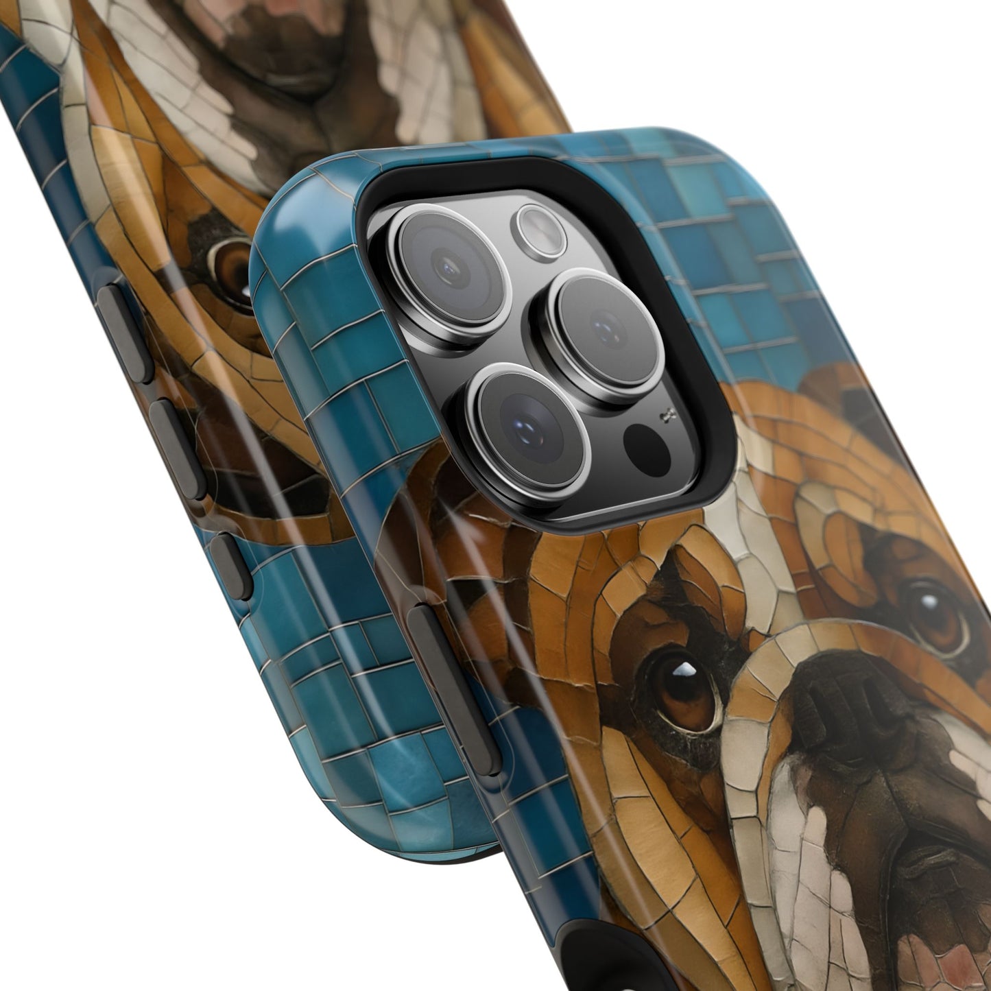 Bulldog Mosaic iPhone Charging Case - Pet Lover's Phone Cover, Dog-Inspired Gift, Unique Mobile Case, Customizable Dog Case, Animal Art Phone [...]