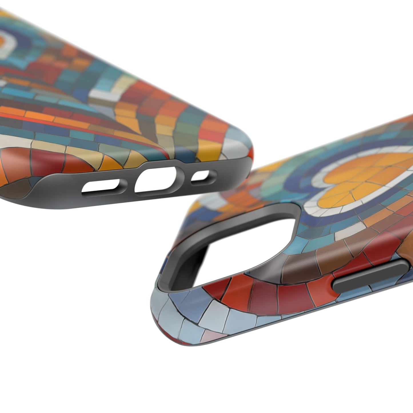 Magnetic Heart Mosaic iPhone Case, Faux Stained Glass, Trendy Phone Cover, Artistic Phone Case, Wireless Charging