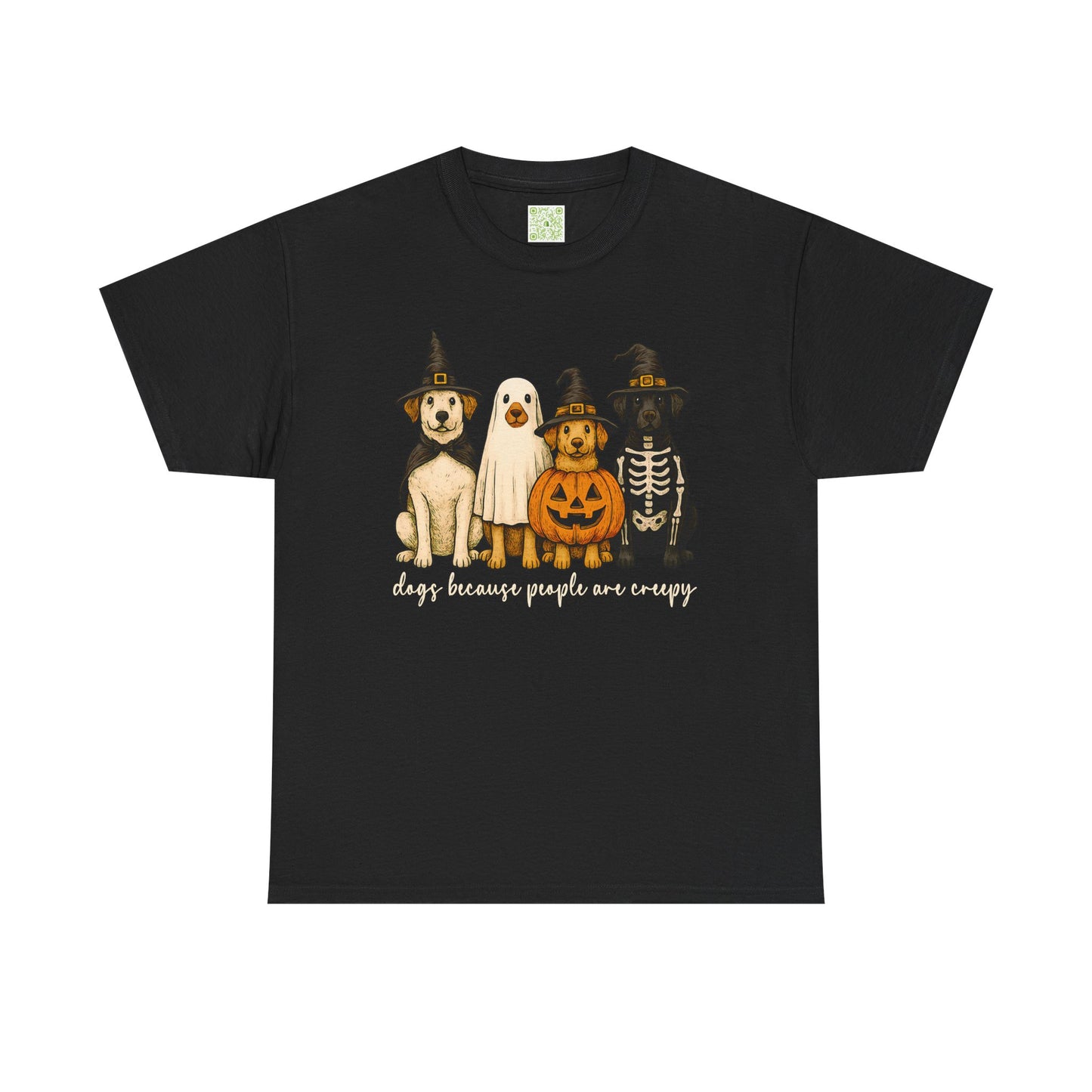 Woman wearing a maroon Halloween Dog Lovers Tee with a ghost, pumpkin, and dogs graphic.
