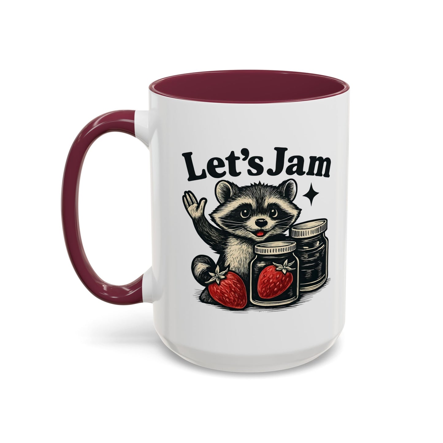 Racoon Mug, Racoon Gifts, Let's Jam Coffee Mug, Strawberry Mug, Cute Summer Mug, Raccoon Strawberry Mug, Funny Raccoon Mug, Trending Now