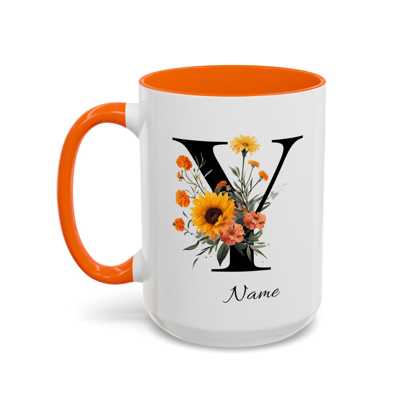 Personalized Floral Monogram - Letter Y - Elegant Accent Coffee Mug – Personalized Mothers Day Gift