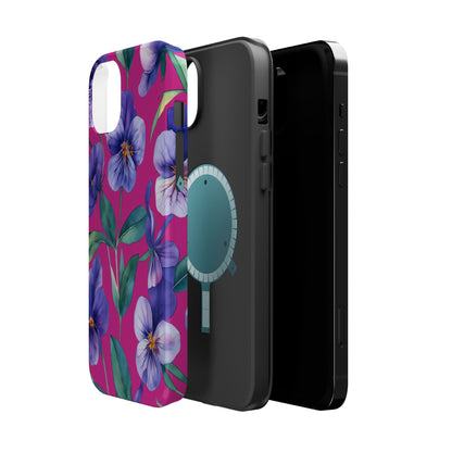 African Violet Floral Magnetic Tough Case, Summer Iphone Case, Wildflower Case, Flower Phone Cover, Stylish Phone Case
