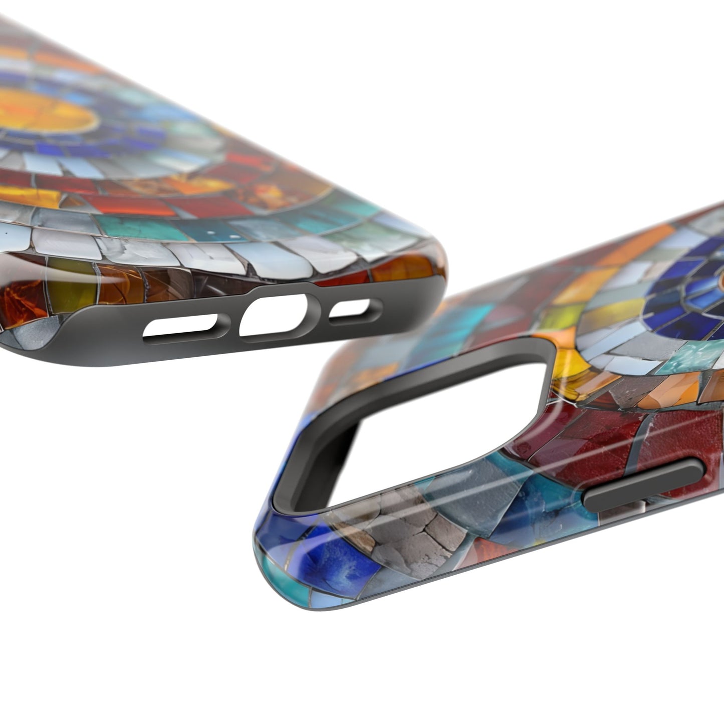 Magnetic Mosaic Phone Case, Trendy iPhone Case, Unique Design, Faux Stained Glass, Custom Phone Cover, Wireless Charging