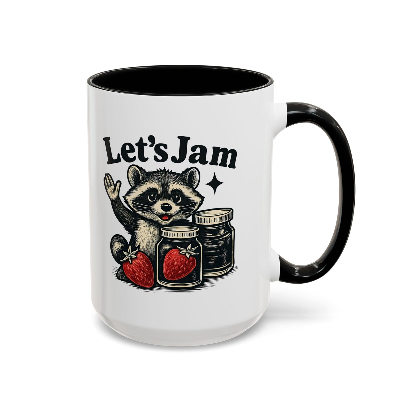Let's Jam Raccoon Coffee Mug, Strawberry Mug, Cute Summer Mug, Raccoon Strawberry Mug, Funny Raccoon Mug, Trending Now