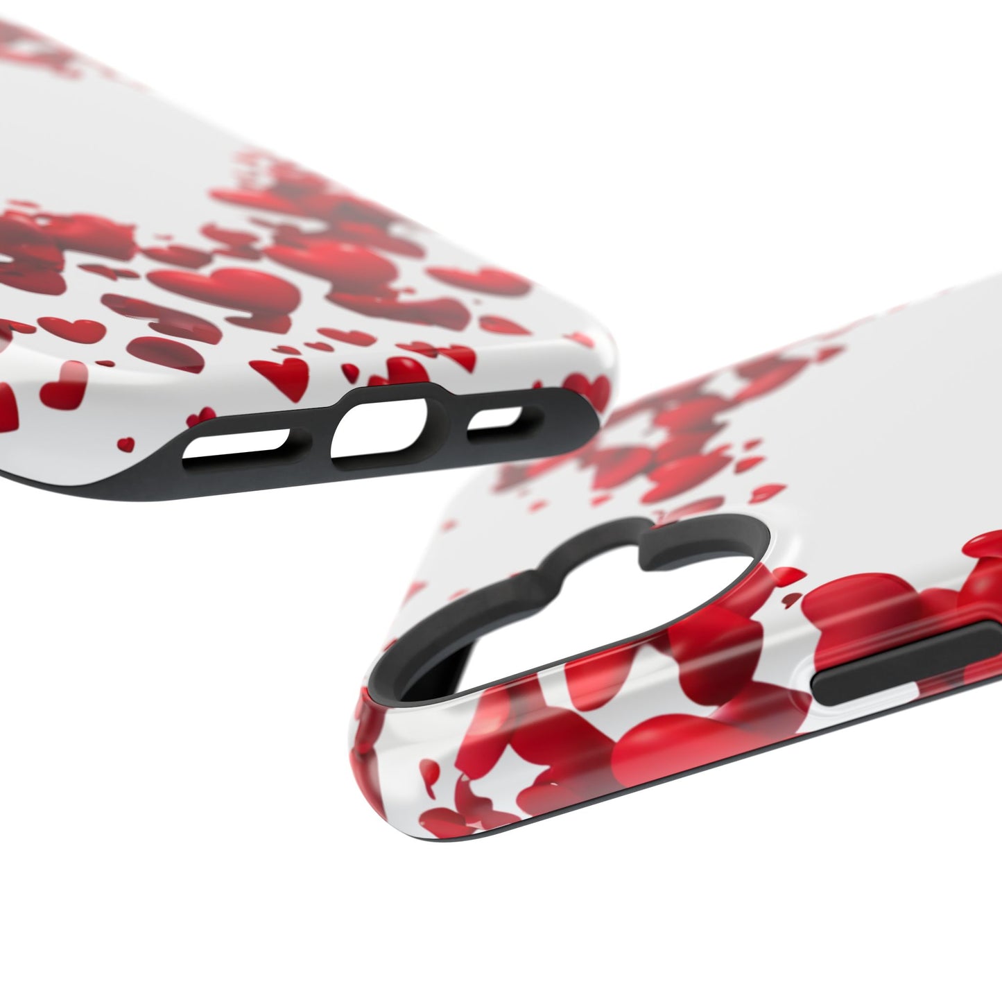 Heart-Shaped Heart Motif Magnetic Tough iPhone Case, Love Themed Phone Cover, Valentine's Day Gift,  Romantic Phone Case