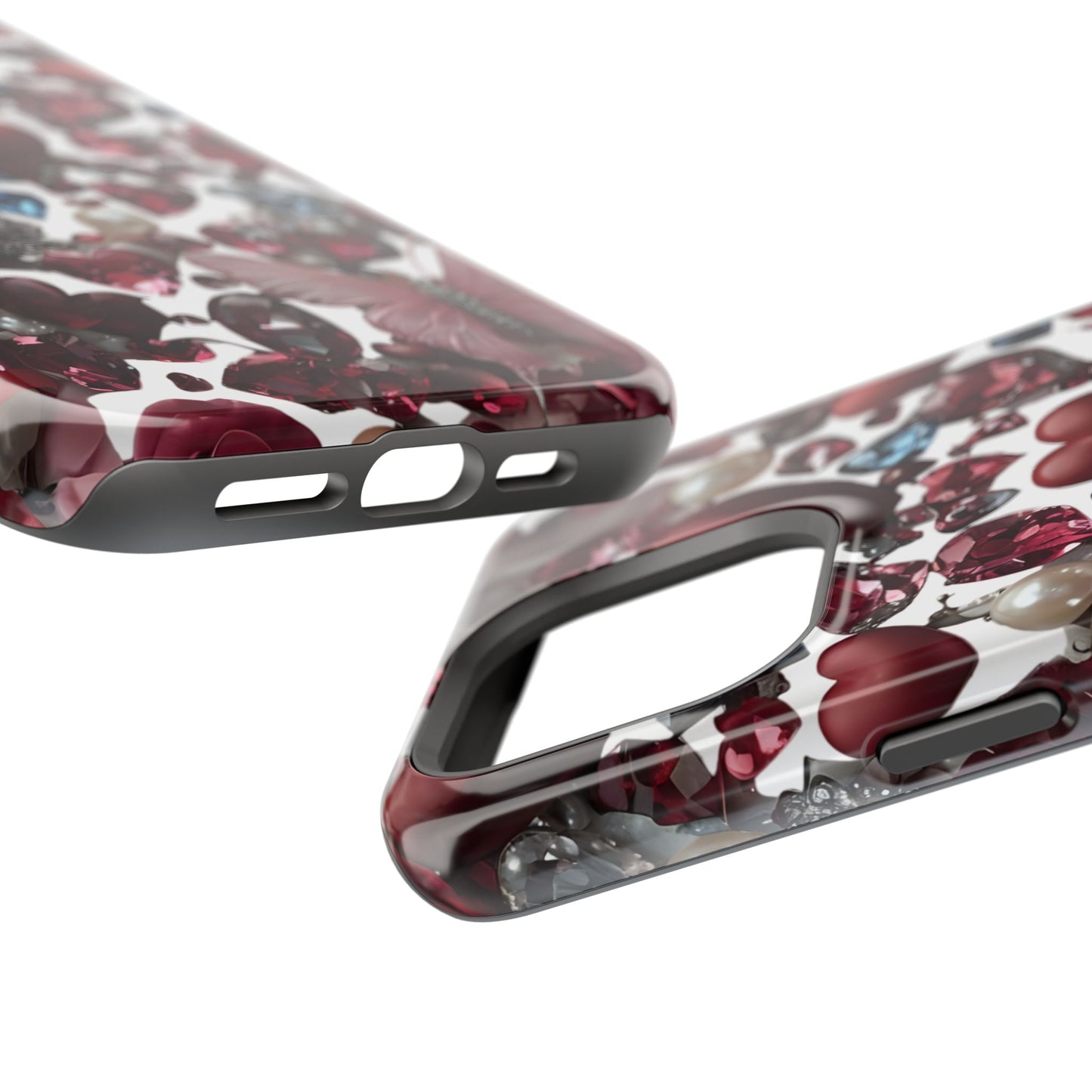 Romantic Floral Hearts Magnetic Tough iPhone Case -  Durable Phone Case for Gifts, Valentine's Day, Birthday, Anniversary, Cute Accessories