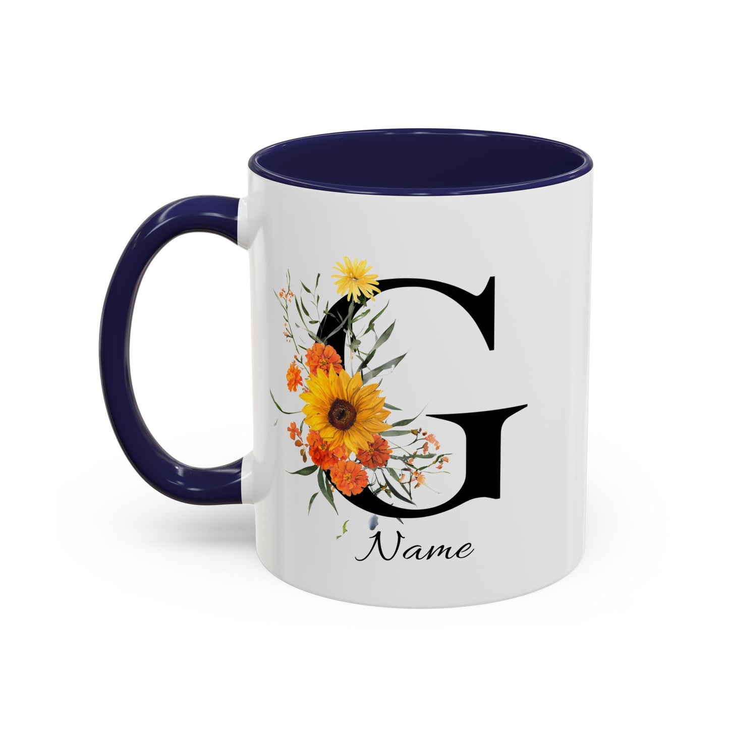 Personalized Floral Monogram - Letter G - Elegant Accent Coffee Mug – Personalized Mothers Day Gift