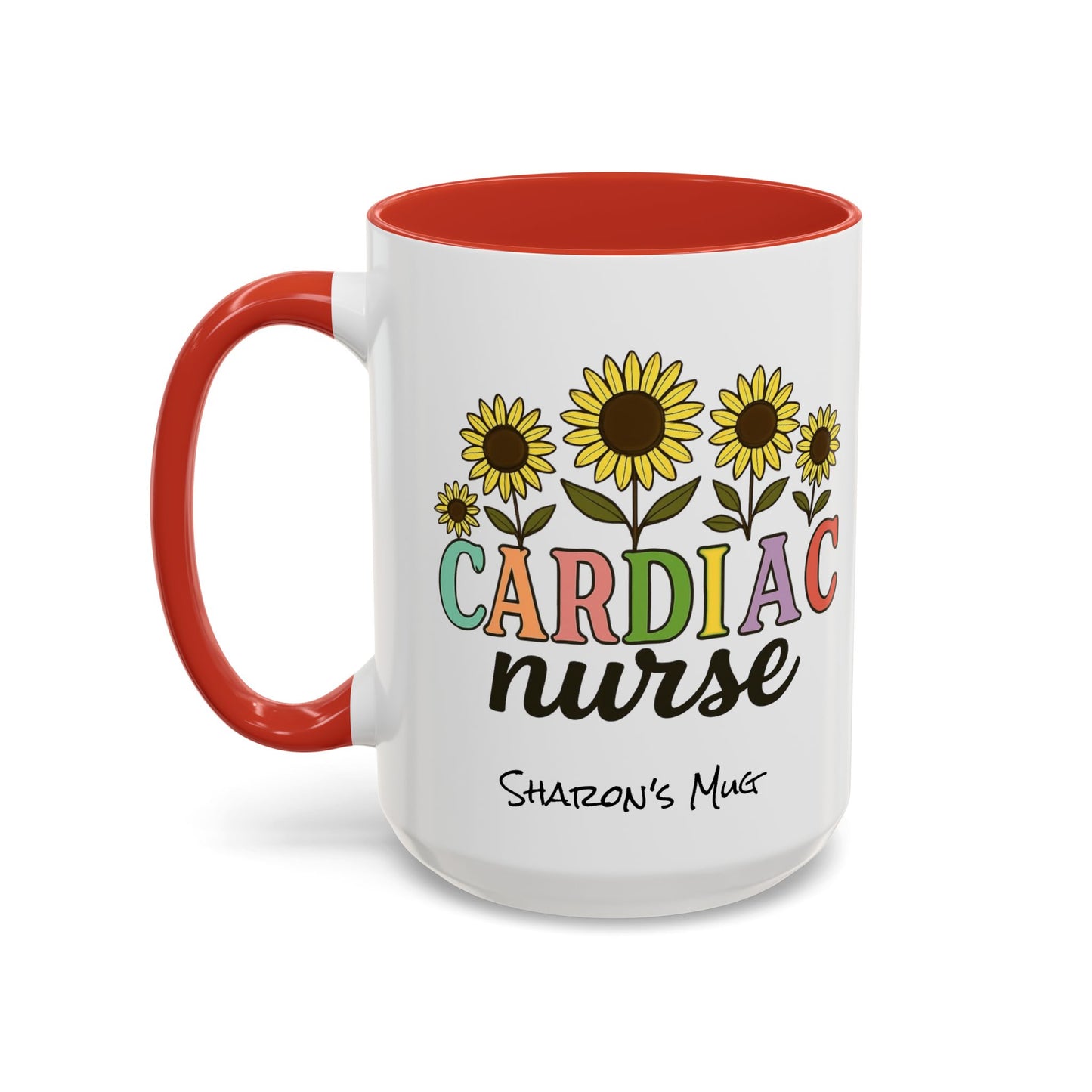 Cardiac Nurse Sunflower Accent Coffee Mug, CVICU Nurse Mug, Cardiac Nursing Grad Gift, Cardiac ICU Nurse, Cardiology RN NP