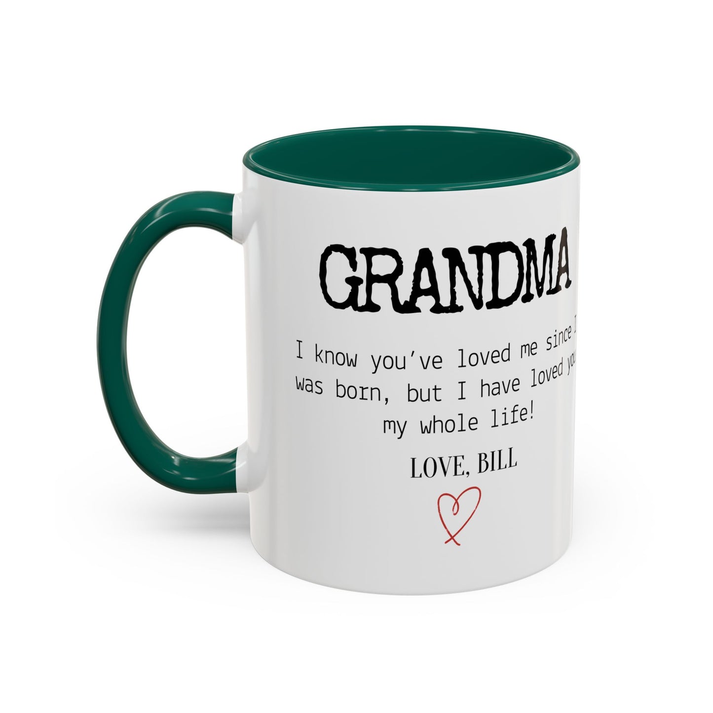 Personalized Grandma Mug, Gift from Grandchild, Custom Message Coffee Cup, Grandma Birthday Gift, Mother’s Day Mug, Sentimental Gift for Grandma