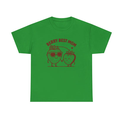 Berry Best Mom Heavy Cotton Tee, Cute Strawberry Design, Strawberry Shirt, 1st Mothers Day, Gifts for New Mom