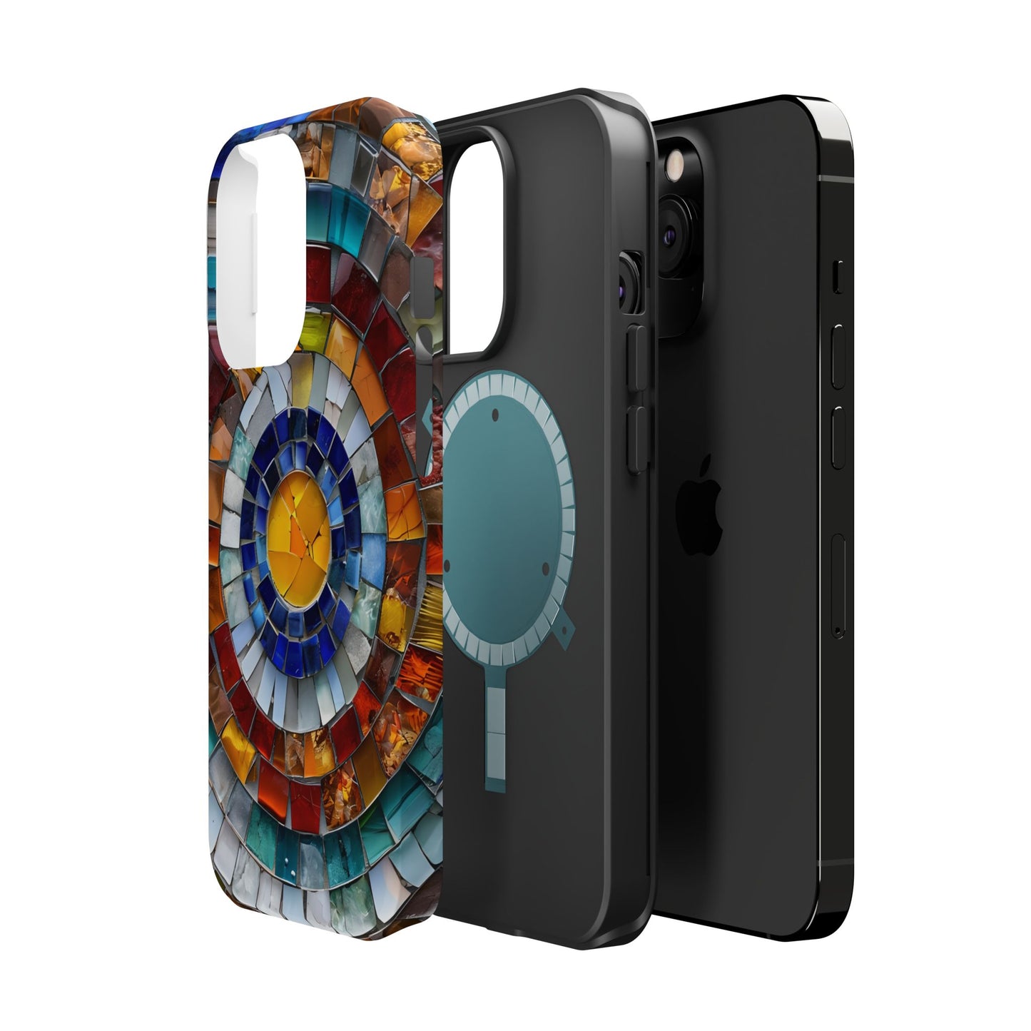Magnetic Mosaic Phone Case, Trendy iPhone Case, Unique Design, Faux Stained Glass, Custom Phone Cover, Wireless Charging