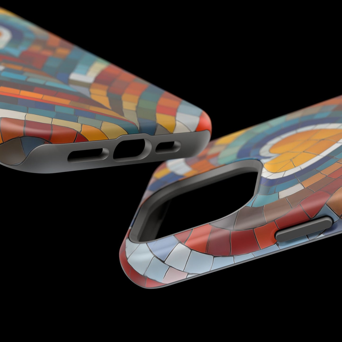 Magnetic Heart Mosaic iPhone Case, Faux Stained Glass, Trendy Phone Cover, Artistic Phone Case, Wireless Charging