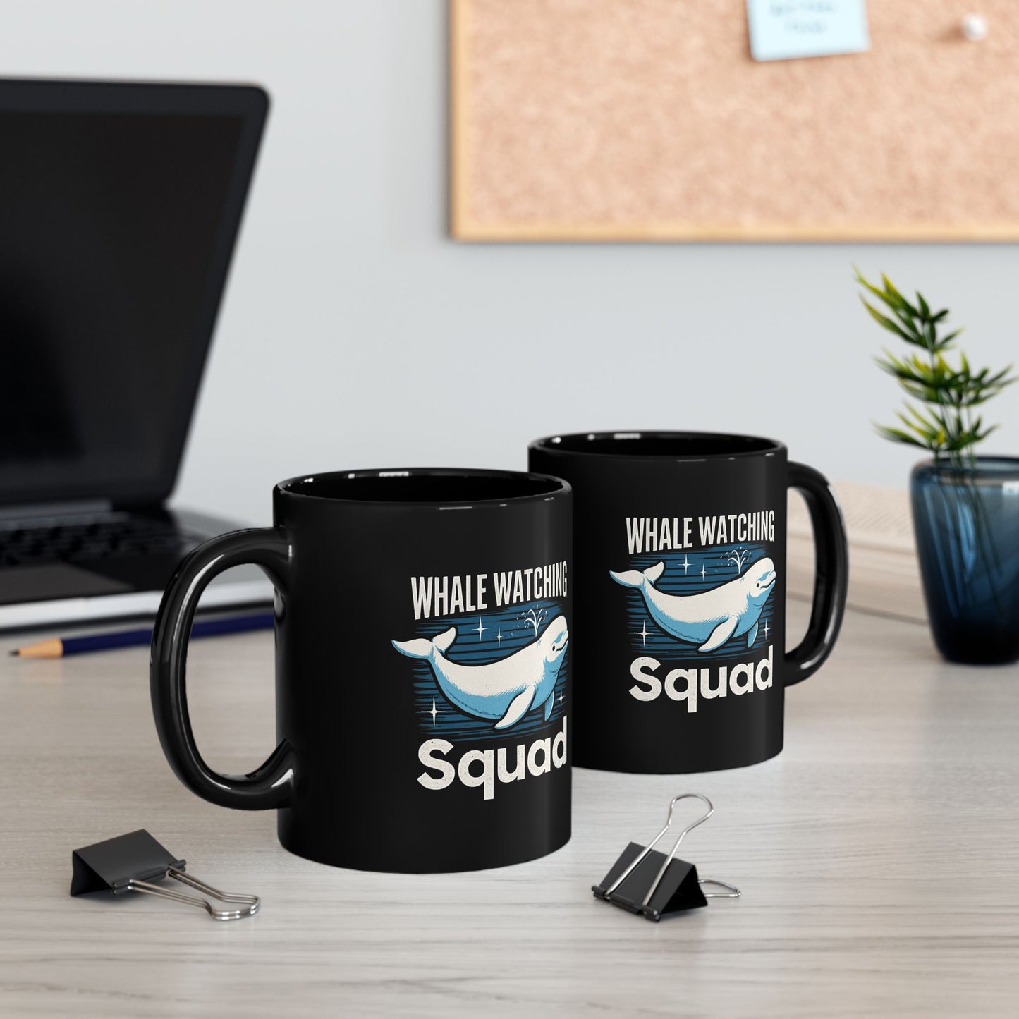 Whale Squad Black Mug, Personalized Whale Watching, Whale Mug, Ocean Lovers Gift, Nantucket Whales, Alaskan Cruise