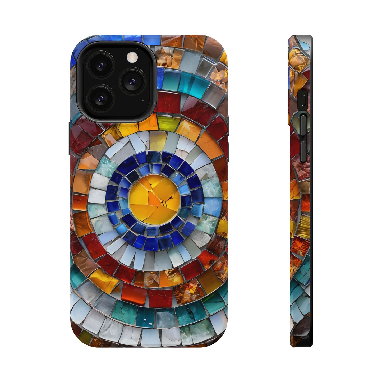 Magnetic Mosaic Phone Case, Trendy iPhone Case, Unique Design, Faux Stained Glass, Custom Phone Cover, Wireless Charging