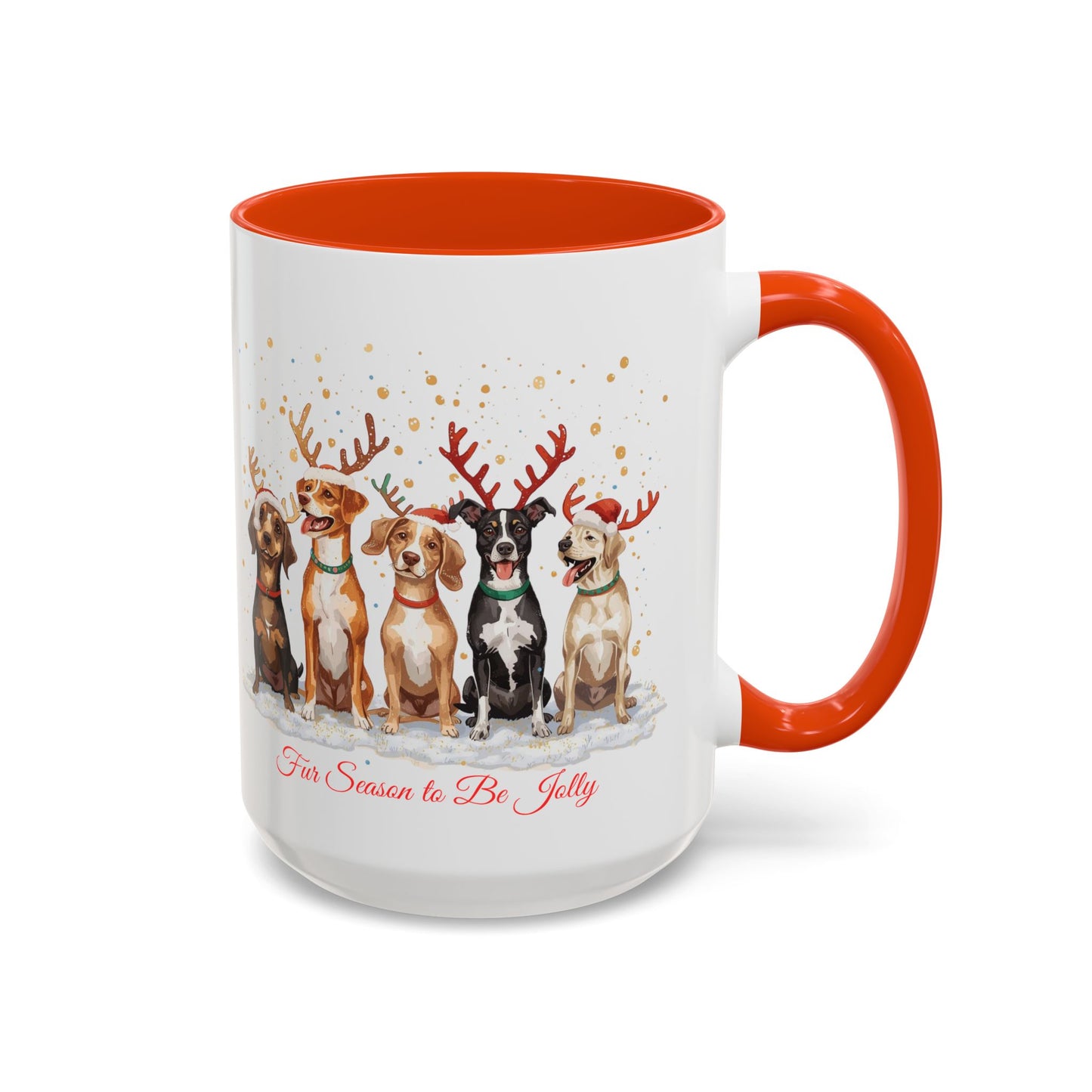 Colorful Holiday Mug with Festive Dogs, Dog Christmas Mug, Dog Mom Mug, Funny Christmas Dog, Merry Christmas