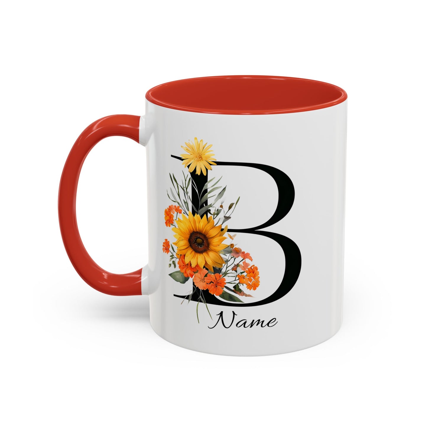 Personalized Floral Monogram - Letter B - Elegant Accent Coffee Mug – Personalized Mothers Day Gift