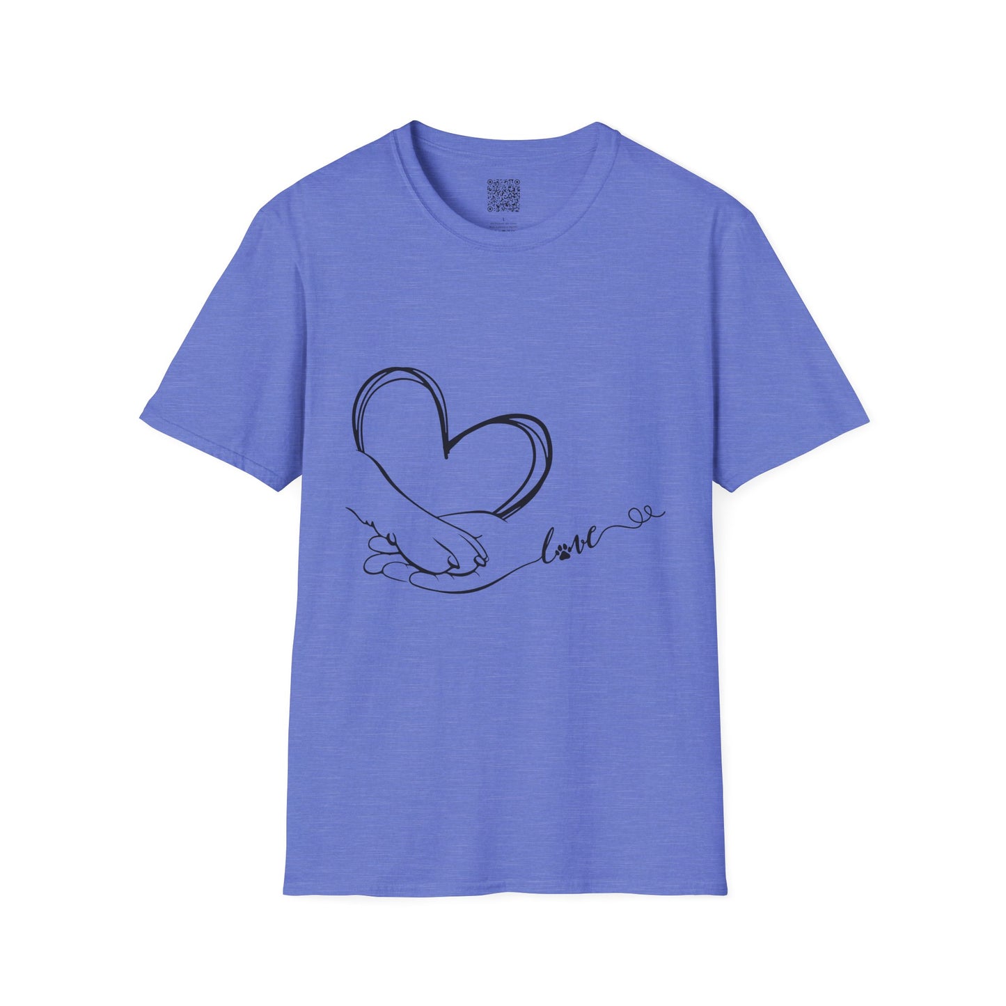 Paw in Hand Love Unisex Softstyle T-Shirt - Hand-Drawn Love Design