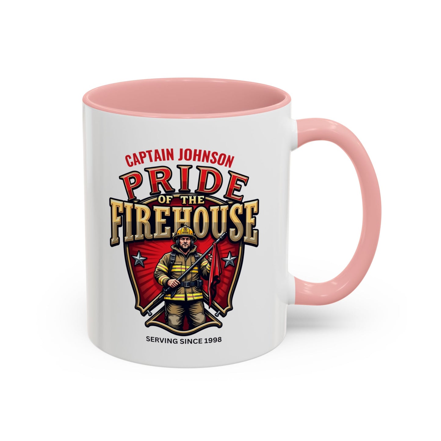 Personalized Pride of the Firehouse Shield Mug, Fire Department, Fire Fighter Gift, Firefighter Mug, Firefighter Dad Gift