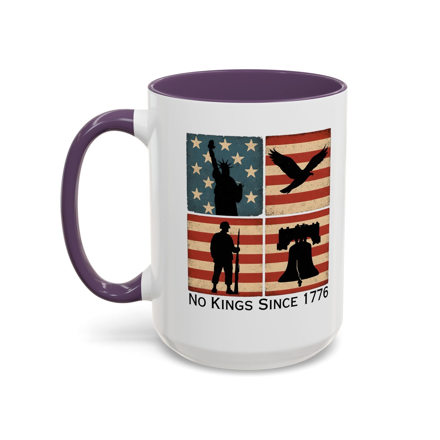 No Kings Since 1776 Coffee Mug, Fourth of July Gift, Retro American Flag Mug, Land of the Free, Military Veteran Gift