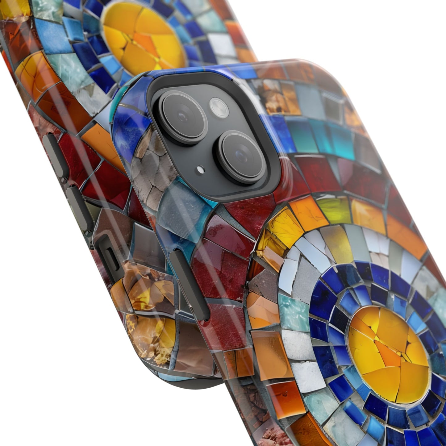 Magnetic Mosaic Phone Case, Trendy iPhone Case, Unique Design, Faux Stained Glass, Custom Phone Cover, Wireless Charging