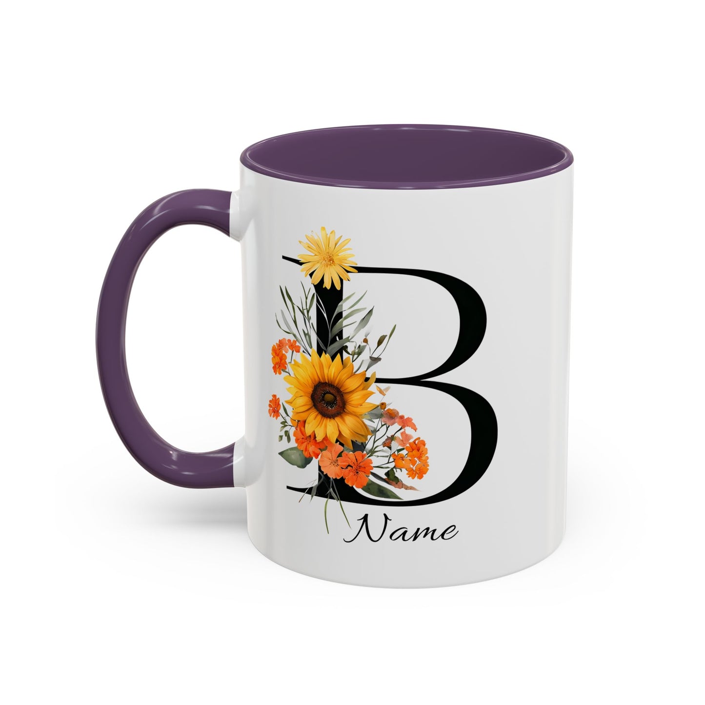Personalized Floral Monogram - Letter B - Elegant Accent Coffee Mug – Personalized Mothers Day Gift