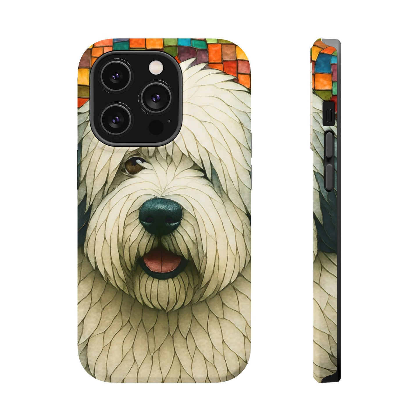 Old English Sheepdog Mosaic Phone Case, English Sheepdog iPhone Case, Dog Phone Case, Dog Lover Gift, Cute Dog Cover