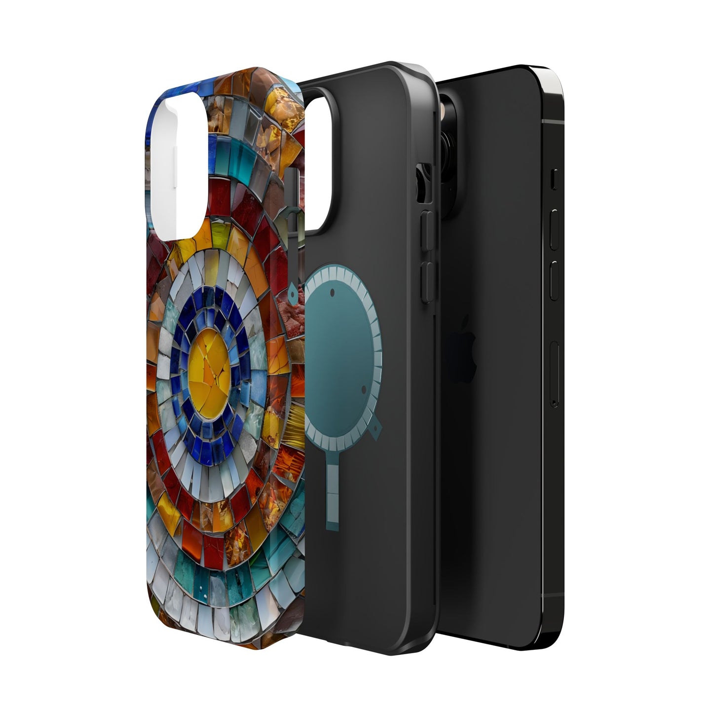 Magnetic Mosaic Phone Case, Trendy iPhone Case, Unique Design, Faux Stained Glass, Custom Phone Cover, Wireless Charging
