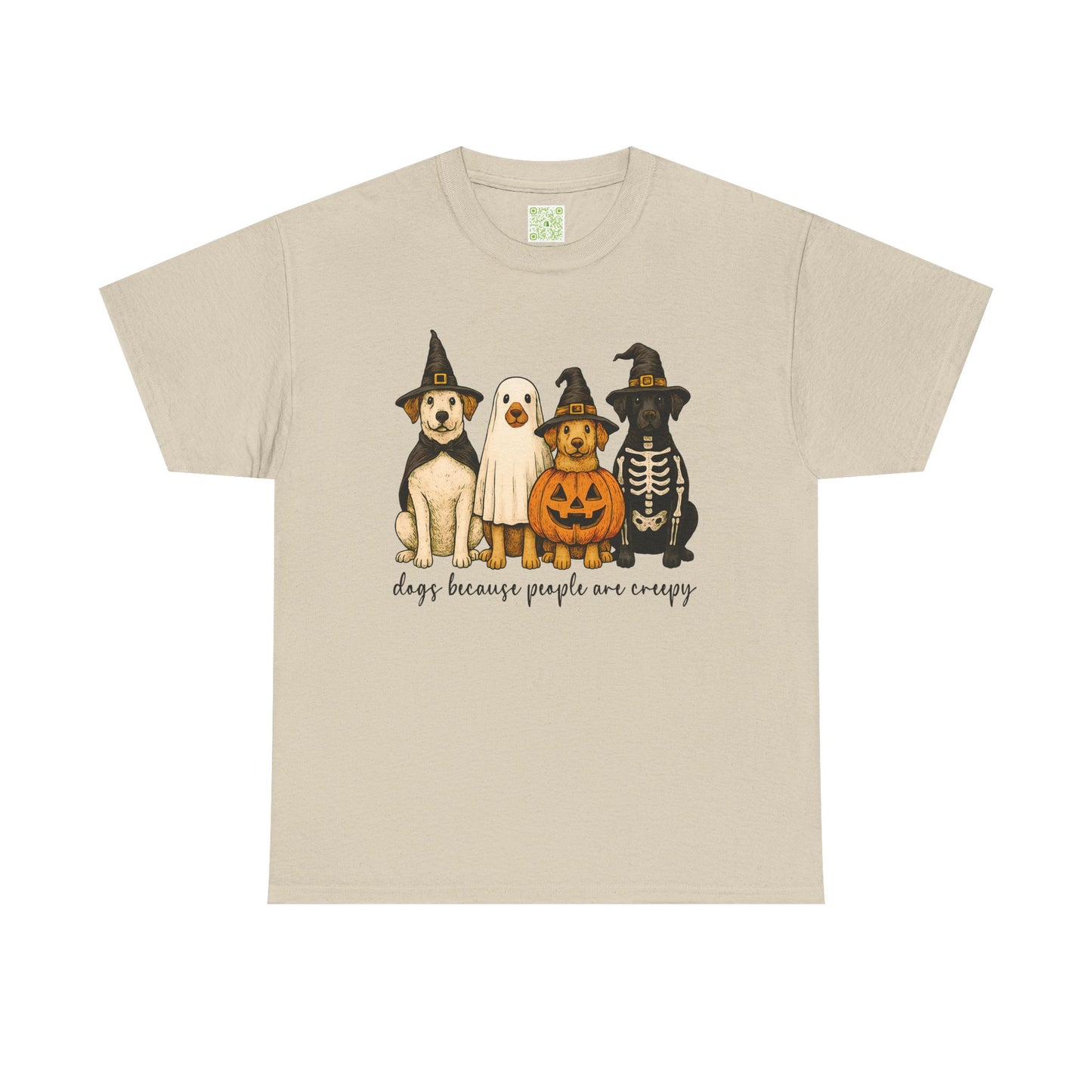 Woman wearing a maroon Halloween Dog Lovers Tee with a ghost, pumpkin, and dogs graphic.