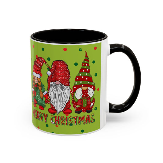 Merry Christmas Gnom Trio. Gnome Mug, Green Holiday Coffee Cup, Festive Hot Cocoa Mug, Cute Gnome Lover Gift, Cozy Winter Christmas Drinkware