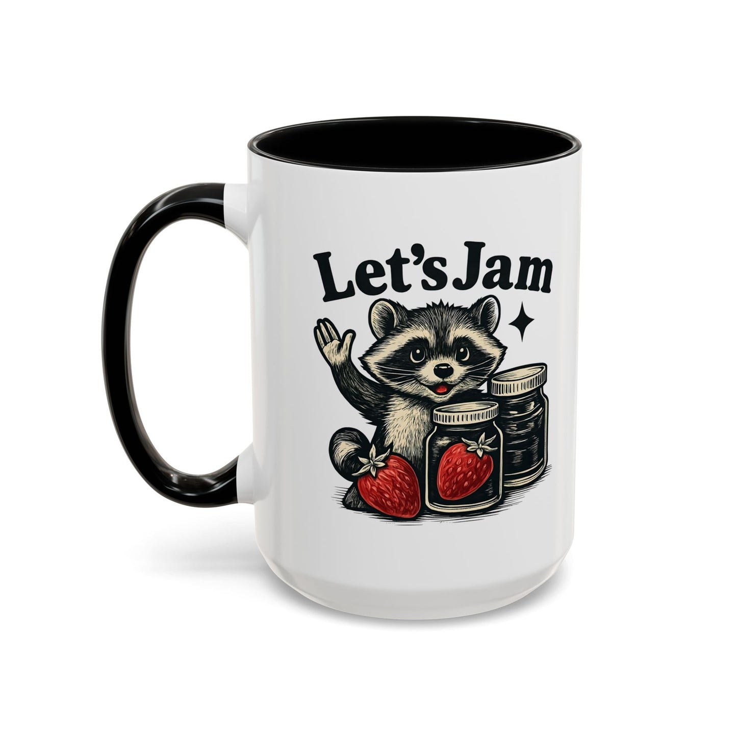 Let's Jam Raccoon Coffee Mug, Strawberry Mug, Cute Summer Mug, Raccoon Strawberry Mug, Funny Raccoon Mug, Trending Now