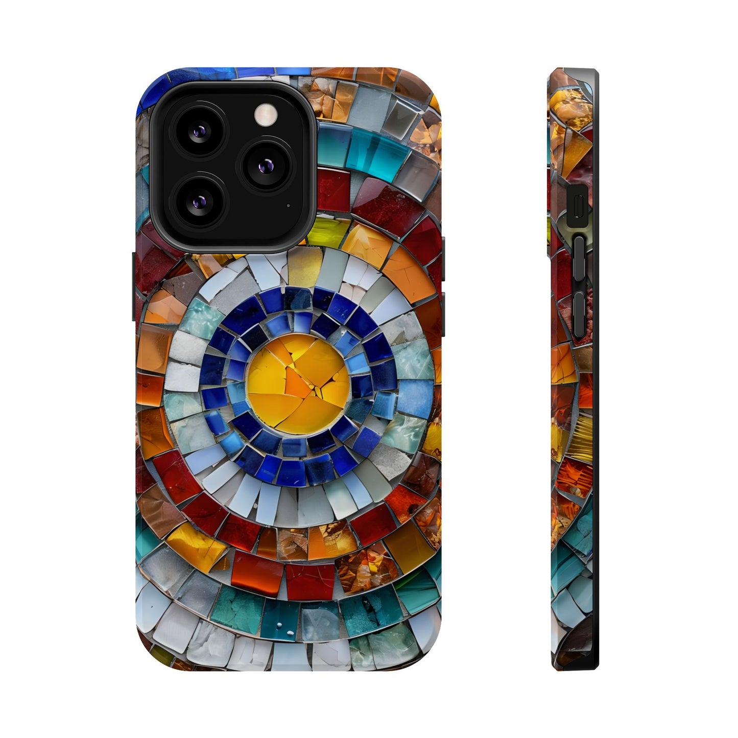 Magnetic Mosaic Phone Case, Trendy iPhone Case, Unique Design, Faux Stained Glass, Custom Phone Cover, Wireless Charging