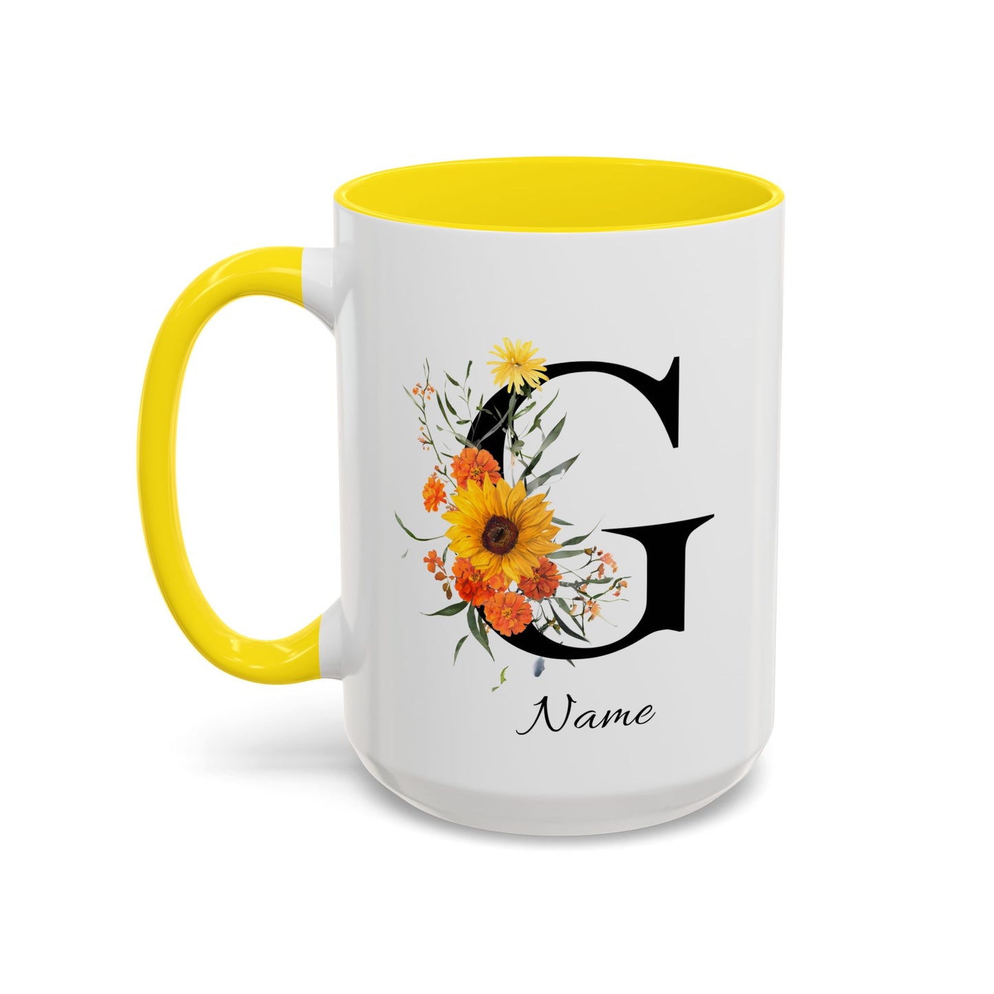 Personalized Floral Monogram - Letter G - Elegant Accent Coffee Mug – Personalized Mothers Day Gift
